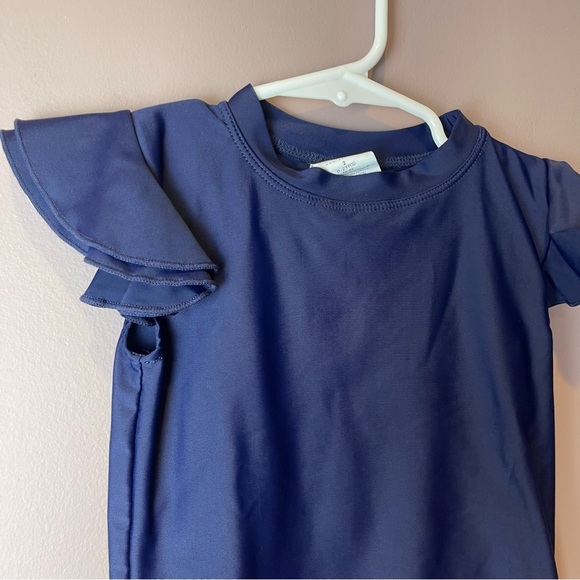 SNAPPER ROCK Flutter Sleeve Rash Top Navy 2 - Picture 3 of 7